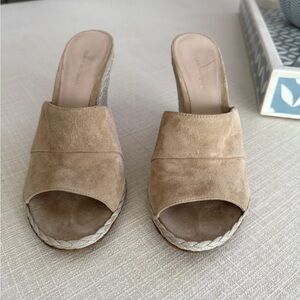 Stuart Weitzman Beige Suede Mules